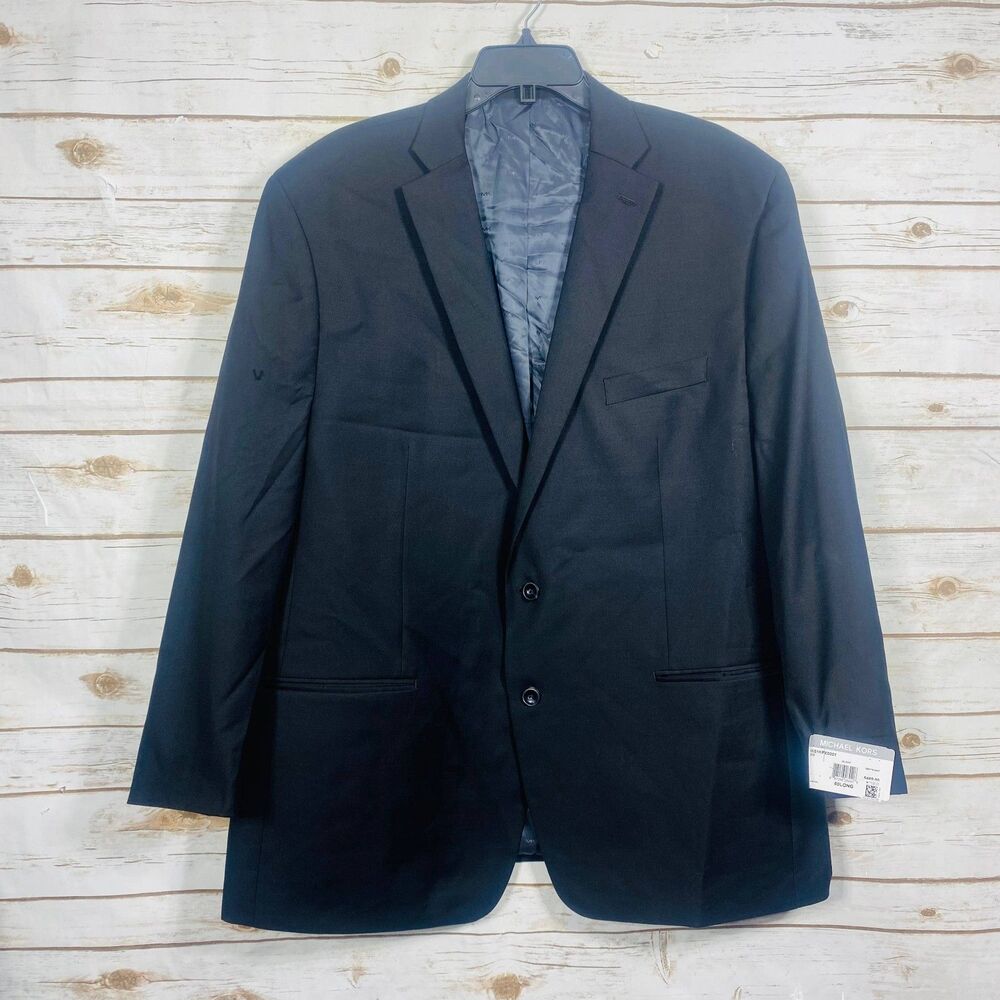 Michael Kors Men Kris Wool Blend Natural Stretch Blazer Black 50Long